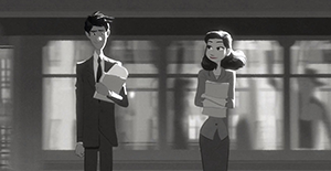 Scene from the animated short, "Paperman".